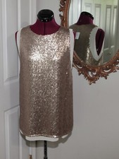 Urban Outfitters Silence + Noise Womens Gold Sequin Lined Sleeveless Tunic Top