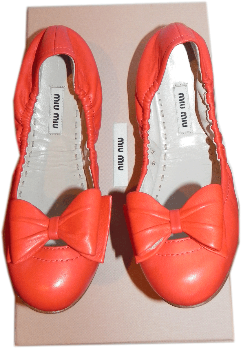 靴 vintage miu miu ballet shoes 37 Miu Miu By Prada Ballet Flats Ballerina Shoes 37 Orange