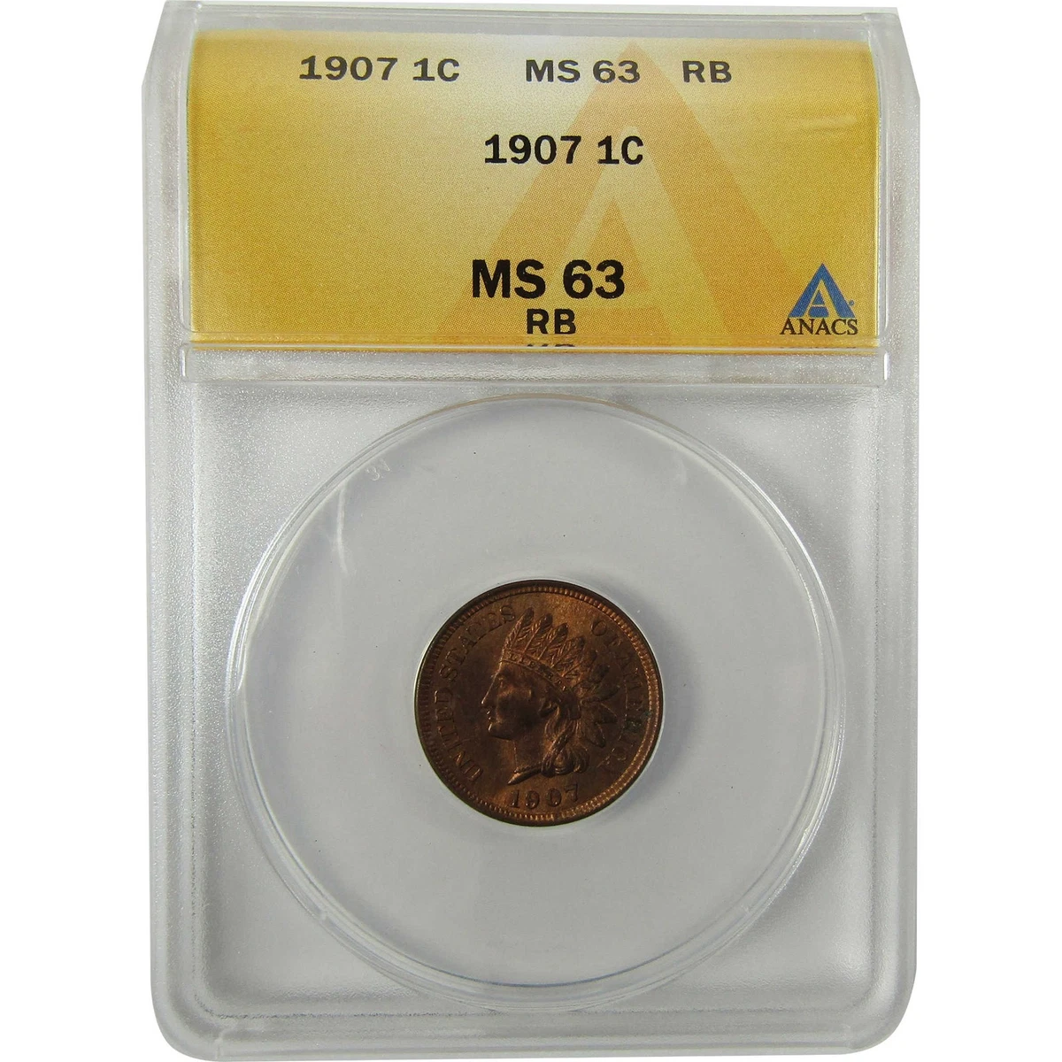 MS 63 Graded 1907 Year Indian Head Small Cents (1859-1909) for