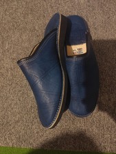 Blue genuine Leather Slippers  Moroccan Mules Handmade Good Quality UK Size 9.5