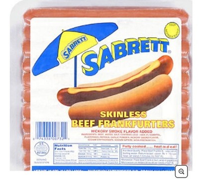 Sabrett- Beef Skinless Sausage - 5 LBS (3.2 oz each),