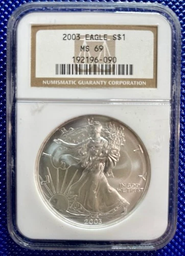 2003 ~ Silver Eagle S$1 ~ NGC MS69 ~ #192196-090
