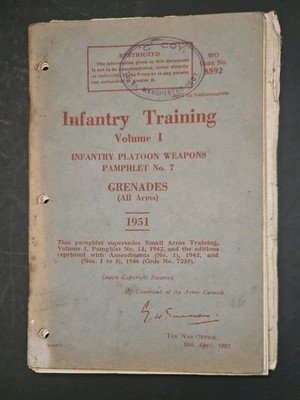 Infanterieausbildung Band 1 Nr. 7 Granaten (alle Waffen) ORIGINAL 1951 Kriegsamt