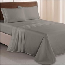 Luxurious Gray Queen 4-Piece Microfiber Bed Sheet Set - Wrinkle  Fade Resistant