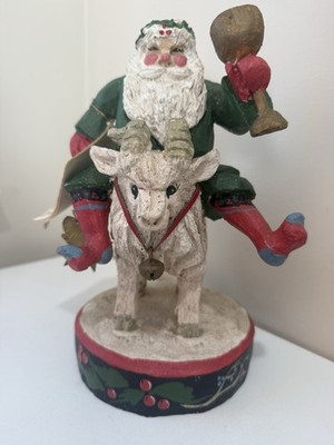 House of Hatten Denise Calla Father Christmas Santa Ram Goat Wine Goblet 1992