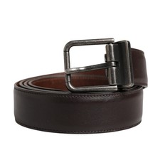DOLCE & GABBANA Belt Men Brown Classic Leather Metal Buckle 110cm / 44in 380usd