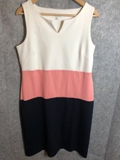 Talbots Dress Womens 10 Multicolor Colorblock Sleeveless Sheath Knit Knee Length