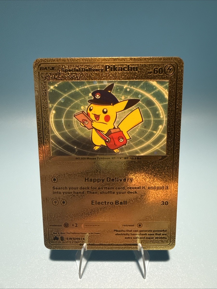 special delivery pikachu pokemon card Credit Card Skin Colorless Artist Special Delivery Pikachu - Gold