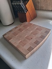 Brown Maple End Grain Butcher Block/ Cutting Board 11 3/4 X 11 X 1 1/2