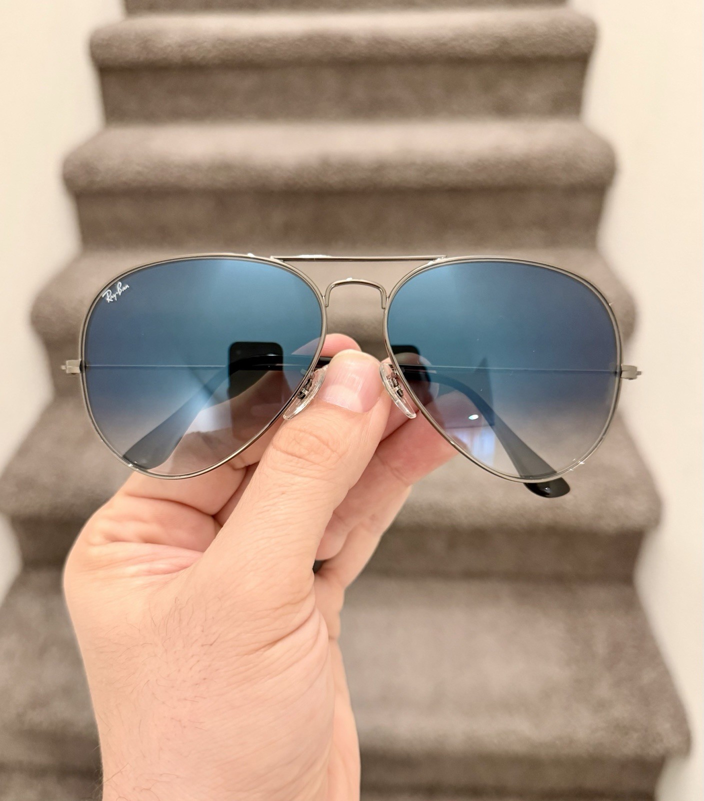Ray-Ban Aviator RB3025 Silver Blue Gradient Sunglasses