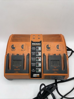 #ad Ridgid Rapid Max Twin Battery Charger 12.0v 14.4v 18.0v 140276002 Dual Charger $33.59