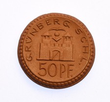 GERMANY PORCELAIN 1922 0.5 Mark Zielona Gora Poland Coin Notgeld Exonumia Medal