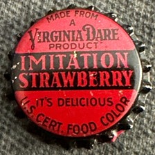 Vintage Unused Virginia Dare Imitation Strawberry Cork Soda Bottle Cap