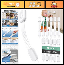 12 Pack Baby Proof Cabinet Locks - Heavy Duty Child Safety Latches for Drawers,