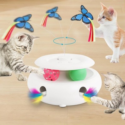 3-in-1 Interactive Automatic Cat Toy   USB Rechargeable Smart Cat Entertainment