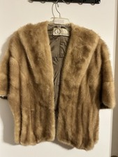 Genuine Mink Shawl Shoulder Stole Honey Brown Blonde Color FAMOUS BARR FUR