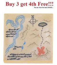 ☀️NEW Lego White Tile 2 x 2 Tan Treasure Map River Mountains Path X