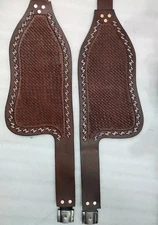 Western Leather Horse Saddle Fender Pair Tooled Replacement Fenders.