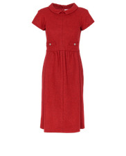 Chanel Collared Midi Dress Womens 6 Red Wool