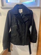 NEW Marilyn and Me Sz S Double Breasted, Lined, 3 Pockets, & Belt Pea Coat