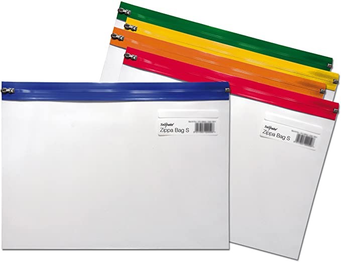 Snopake A3 Zippa Bag Classic Transparent Assorted Colour Strips (Pack of 10)