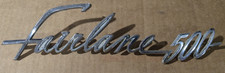 Vtg Metal 1964 Ford Fairlane 500 Logo Fender Emblem Badge Ornament Trunk Tag Gas