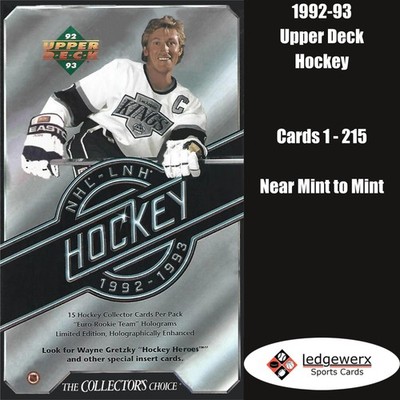 1992-93 Upper Deck Hockey  - Complete Your Set, Cards 1-215 NM to Mint
