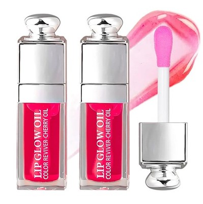 2Pcs Hydrating Lip Oil, Plumping Lip Gloss,Glossy Refreshing Long Lasting Moi...