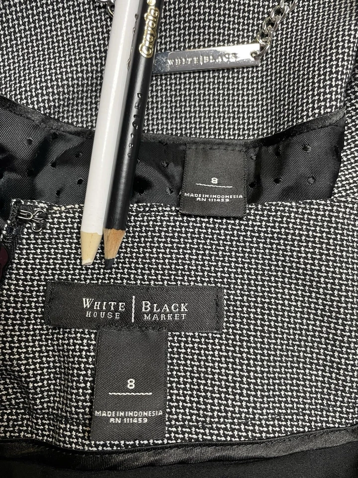Traje Falda Mercado Negro Casa Blanca Talla 8 Se Ajusta Como 6 Conjunto de Dos Piezas WHBM Exec Foto 2 de 4