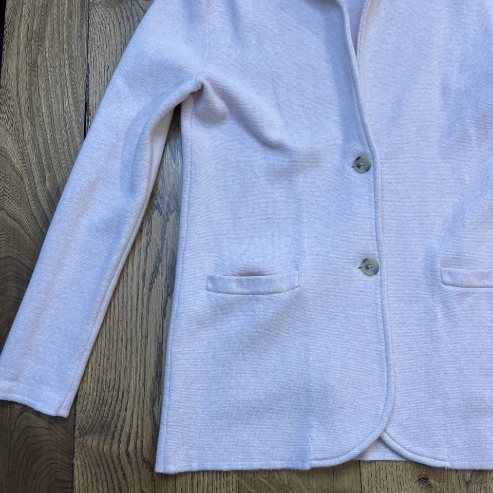 Blazer J Crew Suéter Tejido Rosa 100% Algodón Botón Delantero Azul, Talla S Foto 2 de 4