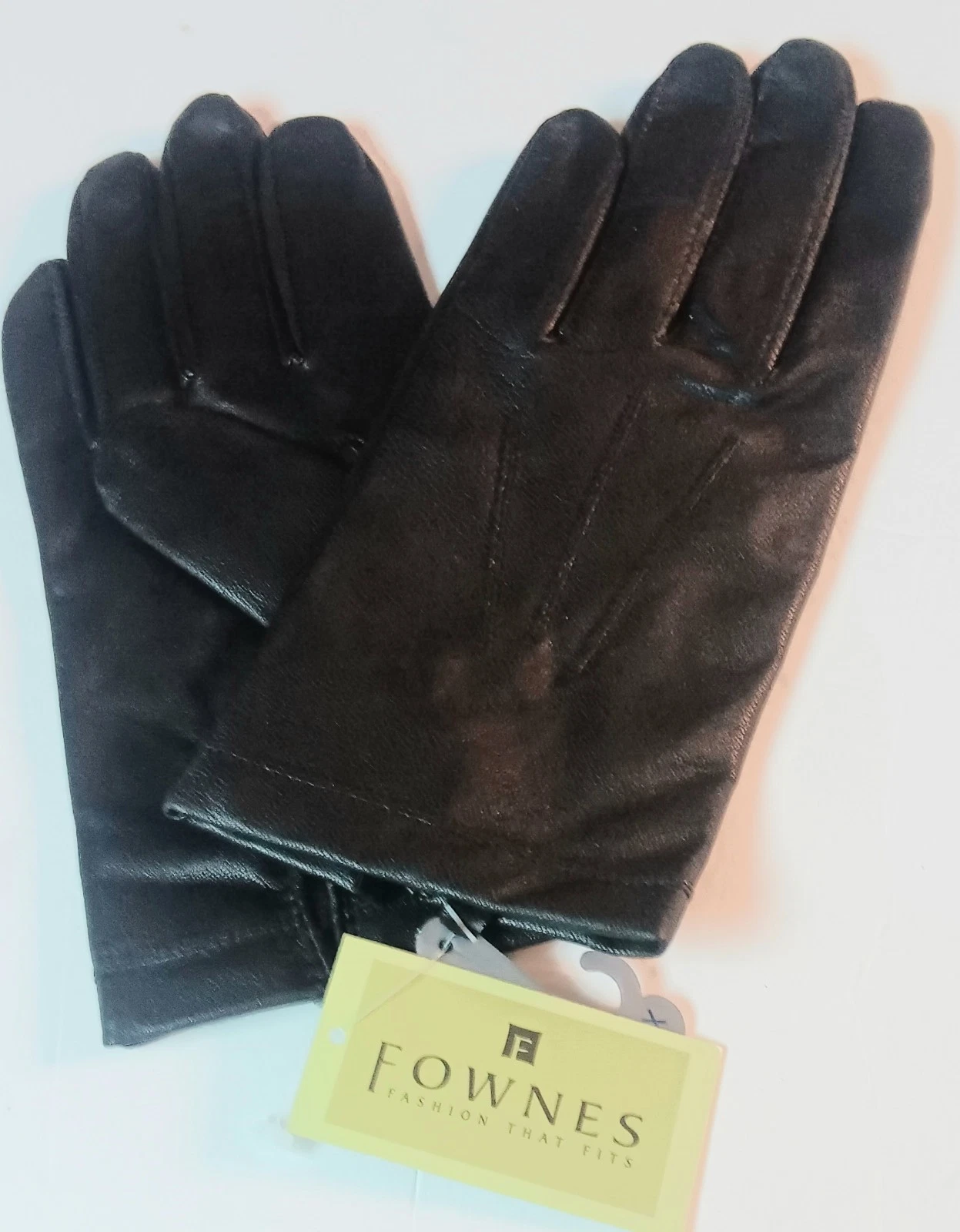 Fowne's Men's 100% Cashmere Lined Leather Gloves,BLACK, XL.
