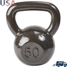 50lb Kettlebell Weight Solid Cast Iron Full Body Strength Training Workout New