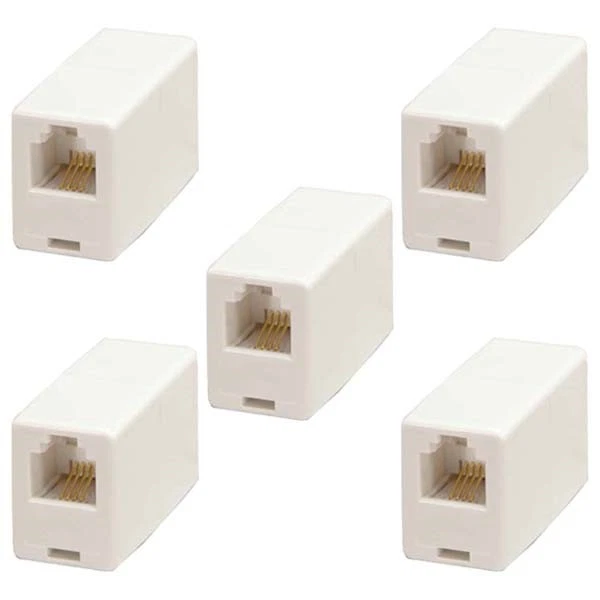 MEETOOT Cavo Prolunga Telefono RJ11 Femmina-Femmina - 2 Pezzi Nero, Adattatore PBC Per Fax, Segreteria E Telefoni Fissi - 4