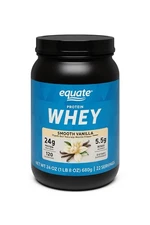 2 PACK Equate Whey Protein Powder, Smooth Vanilla, 24 oz