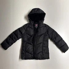 Swiss Tech Boys Puffer Jacket Hooded Zip Front Black Size M 7-8