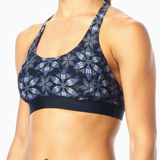 TYR Edessa Harlow Sports Bra Swim Top - Black Grey - Size XS 0/2 - 40