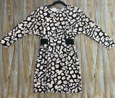 ASOS Black Blush Animal Print Dress US 2 UK 6 Long Sleeve Fit & Flare