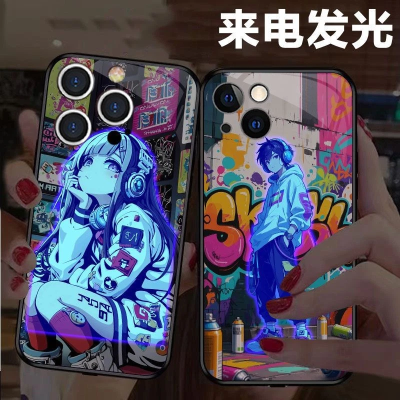 Anime Girl Boy LED Shine Light up Phone Case Cover for iPhone 17 16 15 14Pro Max - Image 4 of 4