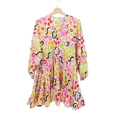 NWT RHODE Ella Dress Painted Bloom Print Long Sleeve Mini Dress Women's