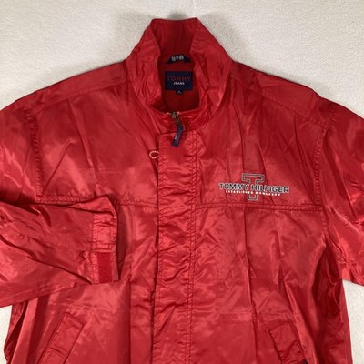 Vintage Tommy Hilfiger Jacket Mens XL Red Tommy Jeans Windbreaker 2000s