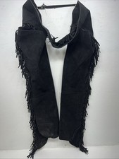 NOS Black Show Chaps With Fringe Adjustable Waist 46  I-69