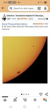8"X8" Solar Filter Sheet for Telescopes, Binoculars and Cameras- Actual Picture