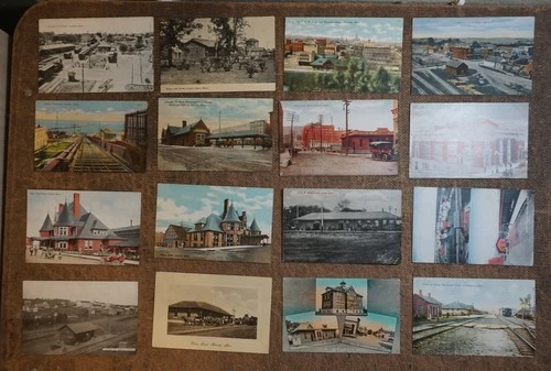 16x 100 Year Old Railroad Station, Railway Depots, Minnesota. POSTCARD LITHO lot