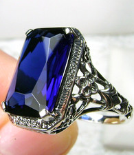 Sim Sapphire Ring 6ct Sterling Silver 925 Vintage Filigree Made To Order D64