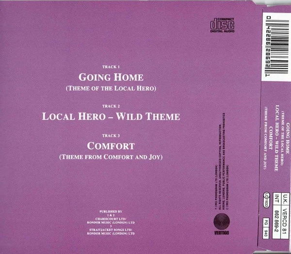 MARK KNOPFLER - GOING HOME (THEME OF THE LOCAL HERO) CD SINGLE VERCD 81 - Image 2 of 3