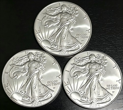 #ad Lot of 3 U.S .999 2024 1 0 Z American Eagle C.0.i.n 0.999999 Purity $54.66