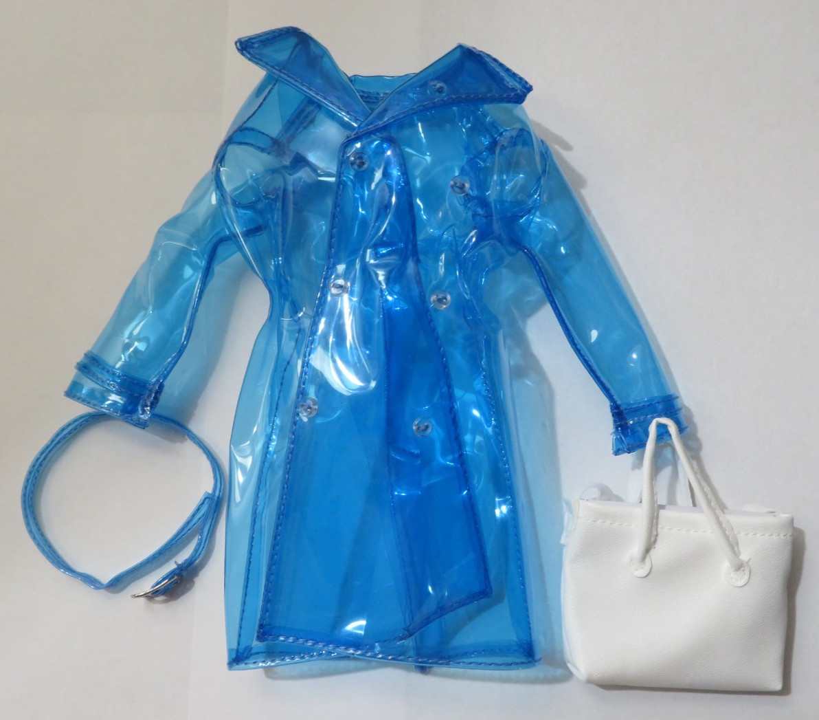 Barbie Signature Ken Kouture #2 Doll Blue Vinyl Trench Rain Coat Belt White Bag