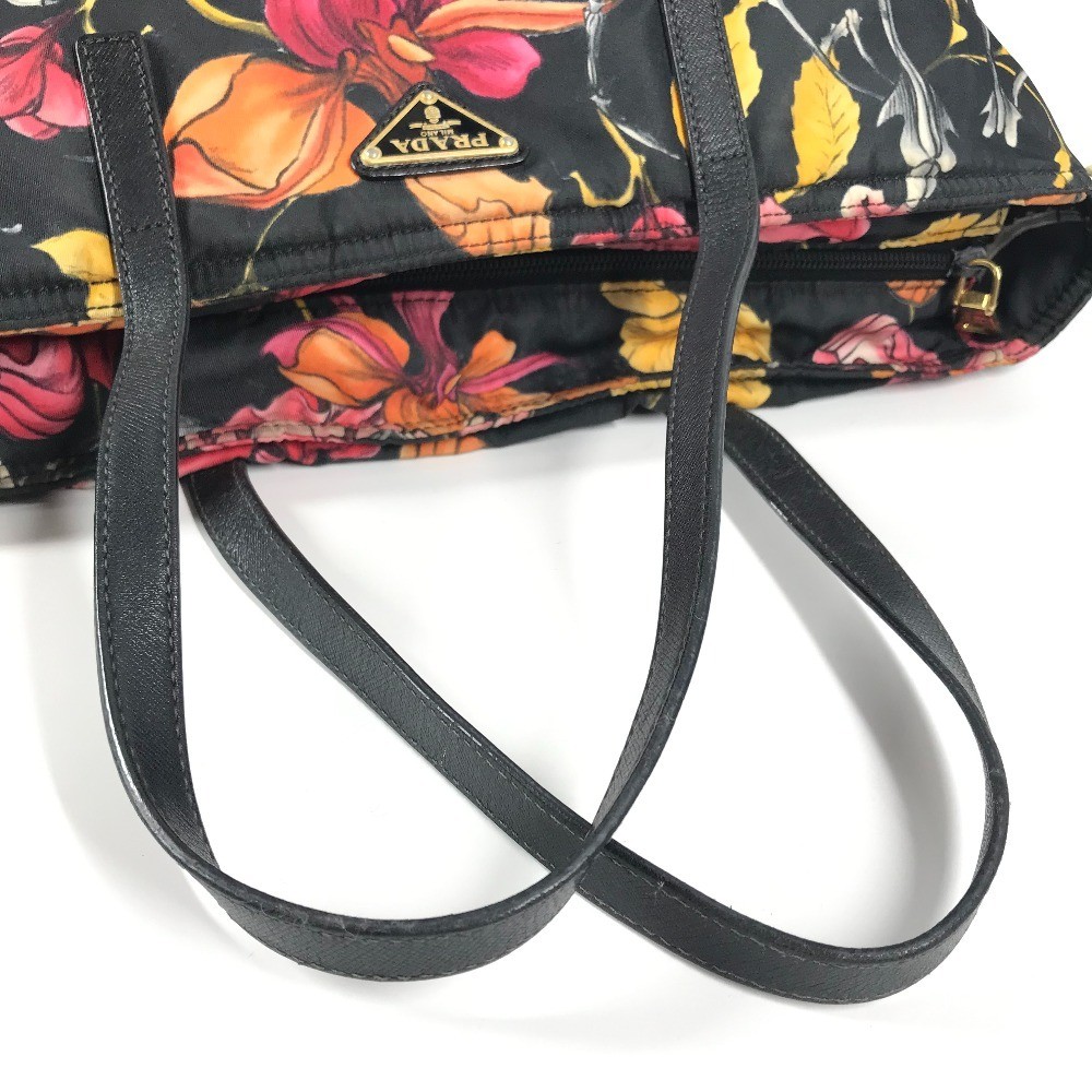 PRADA Flower pattern triangle logo Handbag Should… - image 8