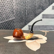 Handmade Artisan Smoking Pipe Italian Briar & Bamboo Shank German Ebonite Stem