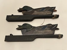 2 VINTAGE ANTIQUE TRI-FOLD WOOD DUCK DECOY J.W. REYNOLDS ILLINOIS RIVER - NICE